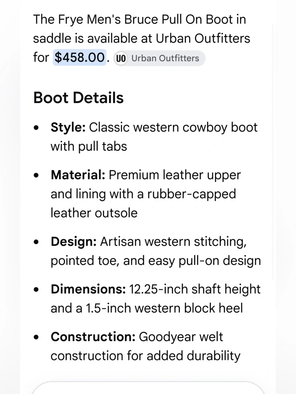 Frye Bruce Pull On Boots in Saddle Size 11 NIB